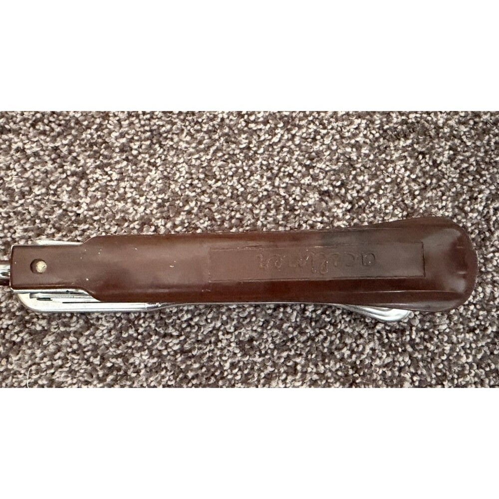 Vintage Ace Aceliner 502 Desktop Stapler Brown Chrome Art Deco Office Desk